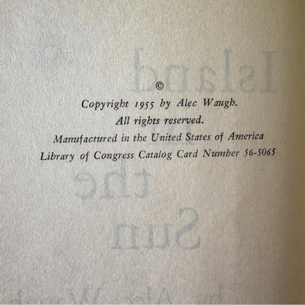 Island in the Sun — Alec Waugh | Vintage Hardcover Novel | Book Club Edition